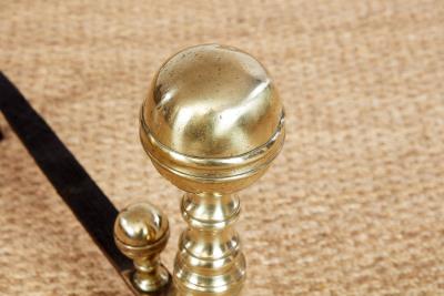 Pair of Brass Ball Top Andirons