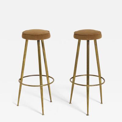 Pair of Brass Bar Stools