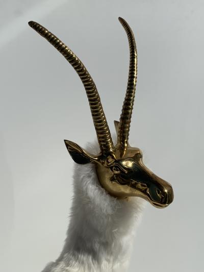 Pair of Brass Gazelle or Antelopes in Sheep Fur