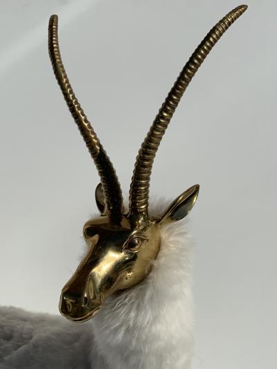 Pair of Brass Gazelle or Antelopes in Sheep Fur