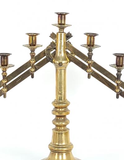 Pair of Brass Gothic Style Candelabras circa 1900