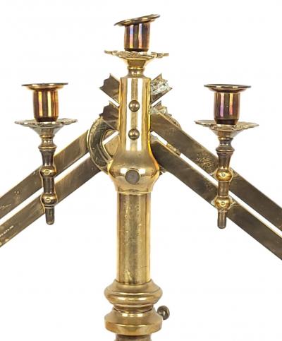 Pair of Brass Gothic Style Candelabras circa 1900