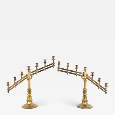 Pair of Brass Gothic Style Candelabras circa 1900