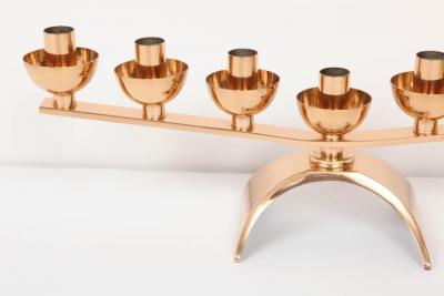 Pair of Brass Mid Century Modern 7 Candle Menorah Candleholders