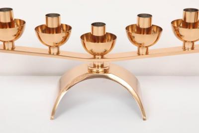 Pair of Brass Mid Century Modern 7 Candle Menorah Candleholders