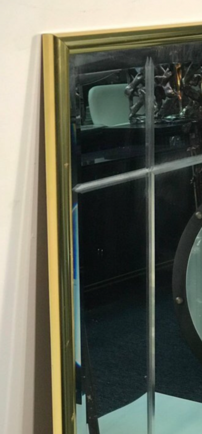 Pair of Brass Mirrors in Die Etched Style