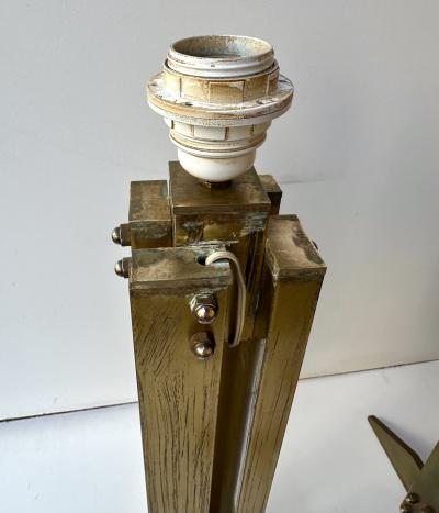 Pair of Brass Modernist Lamps Italy 1970s