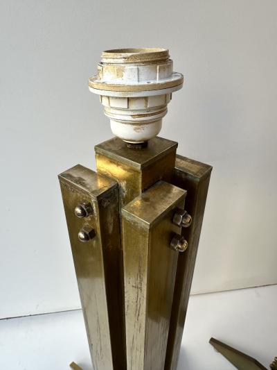 Pair of Brass Modernist Lamps Italy 1970s