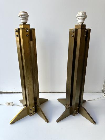 Pair of Brass Modernist Lamps Italy 1970s