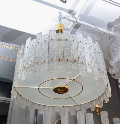 Pair of Brass Murano Glass Chandeliers