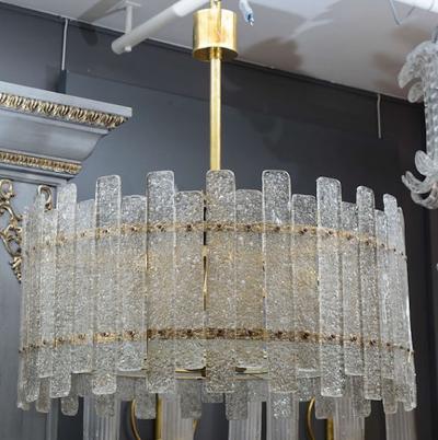 Pair of Brass Murano Glass Chandeliers