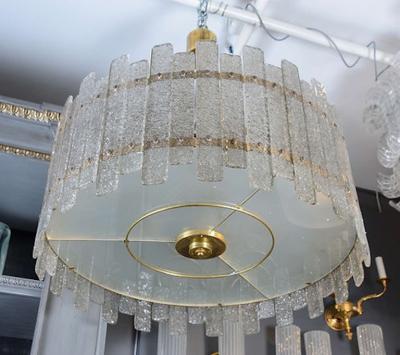 Pair of Brass Murano Glass Chandeliers