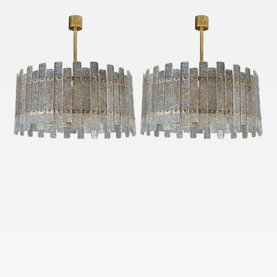 Pair of Brass Murano Glass Chandeliers