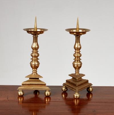 Pair of Brass Pricket Sticks c 1680