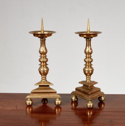Pair of Brass Pricket Sticks c 1680