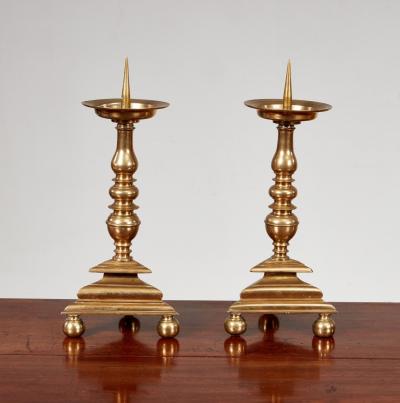 Pair of Brass Pricket Sticks c 1680
