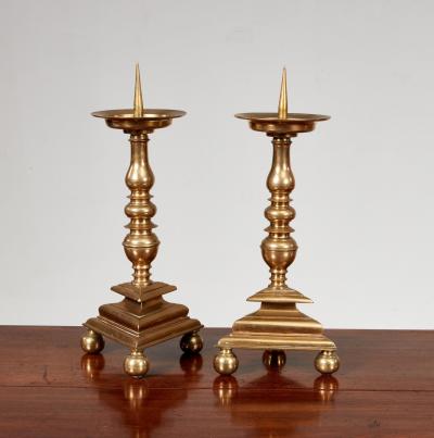 Pair of Brass Pricket Sticks c 1680