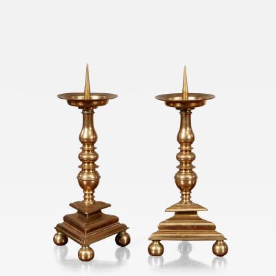 Pair of Brass Pricket Sticks c 1680