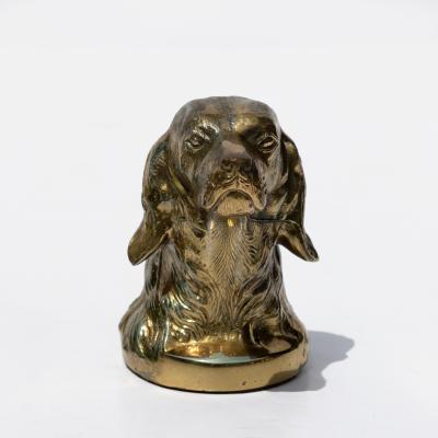 Pair of Brass Spaniel Head Bookends Mid 20th Century