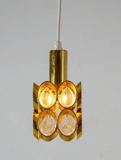 Pair of Brass and Glass Pendants Austria 1950s 1960s