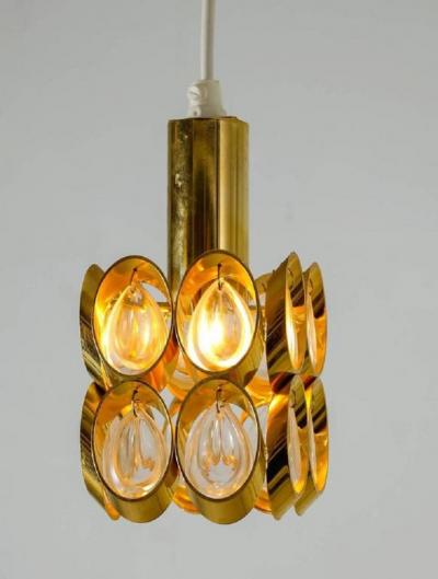 Pair of Brass and Glass Pendants Austria 1950s 1960s