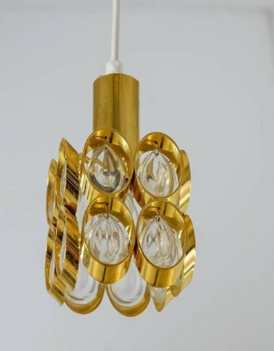 Pair of Brass and Glass Pendants Austria 1950s 1960s