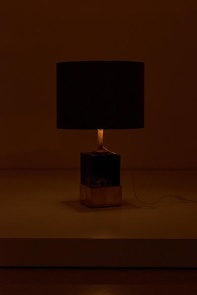 Pair of Brass and Murano Glass Cube Table Lamps