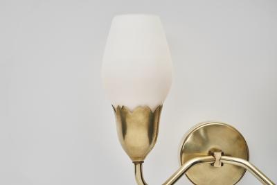 Pair of Brass and Opal Wall Lamps Denmark ca 1950s