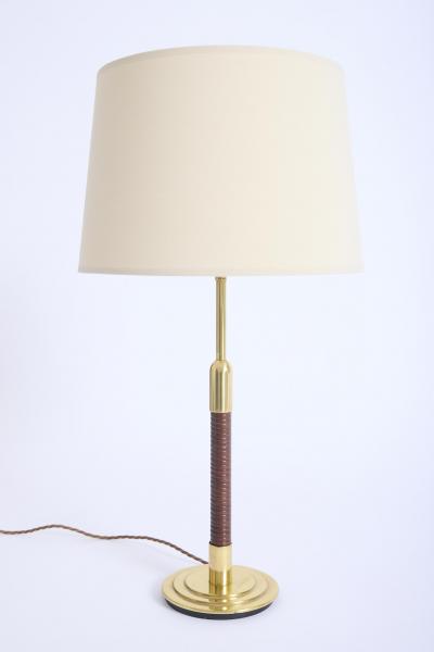 Pair of Brass and Rattan Table Lamps
