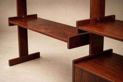 Pair of Brazilian Modern Adjustable Bookshelves with Cabinets in Rosewood