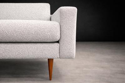 Pair of Brazilian Modern Armchairs in Caviuna Light Gray Sherpa