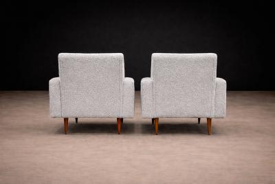 Pair of Brazilian Modern Armchairs in Caviuna Light Gray Sherpa