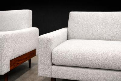 Pair of Brazilian Modern Armchairs in Caviuna Light Gray Sherpa