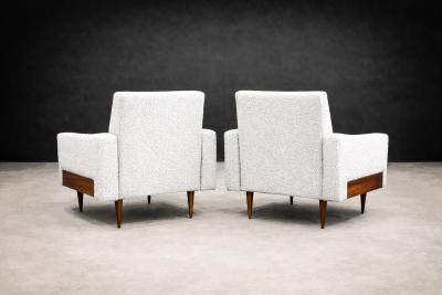 Pair of Brazilian Modern Armchairs in Caviuna Light Gray Sherpa