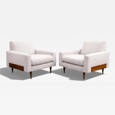 Pair of Brazilian Modern Armchairs in Caviuna Light Gray Sherpa