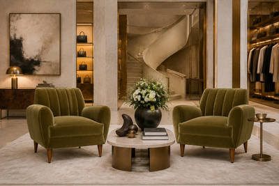 Pair of Brazilian Modern Armchairs in Pau Marfim and Olive Mohair Brazil 1960s