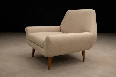 Pair of Brazilian Modern Cavi na Wood Lounge Chairs Brazil 1950s