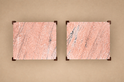Pair of Brazilian Modern Side Tables in Rosewood and Pink Granite Brazil 1960s