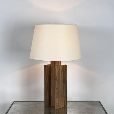 Pair of Brazilian Tigerwood Lamps with Custom Paper Shades
