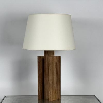 Pair of Brazilian Tigerwood Lamps with Custom Paper Shades