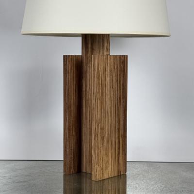 Pair of Brazilian Tigerwood Lamps with Custom Paper Shades