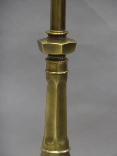 Pair of British Mid Century Modern Neoclassical Brass Baluster Table Lamps