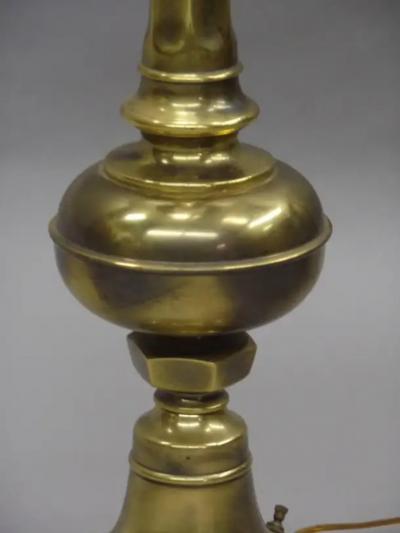 Pair of British Mid Century Modern Neoclassical Brass Baluster Table Lamps