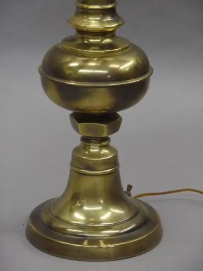 Pair of British Mid Century Modern Neoclassical Brass Baluster Table Lamps