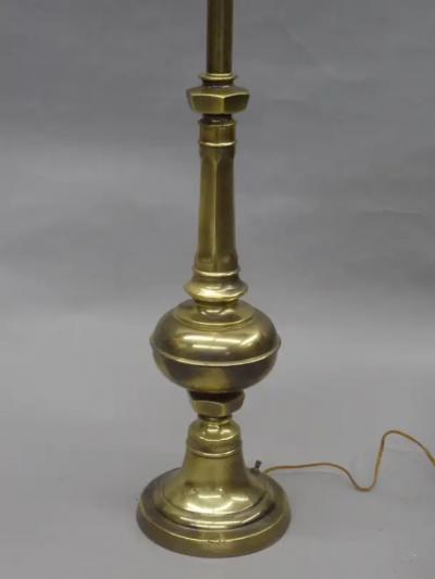 Pair of British Mid Century Modern Neoclassical Brass Baluster Table Lamps