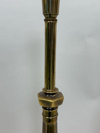 Pair of British Mid Century Modern Neoclassical Brass Baluster Table Lamps