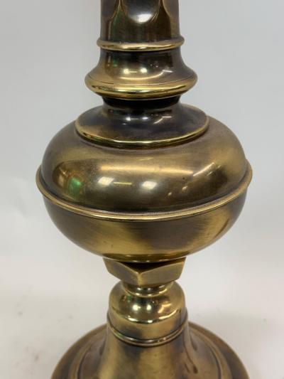 Pair of British Mid Century Modern Neoclassical Brass Baluster Table Lamps
