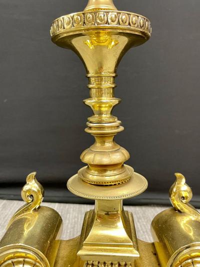 Pair of Bronze Andirons Large and Impressive