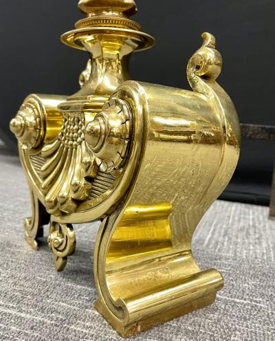 Pair of Bronze Andirons Large and Impressive