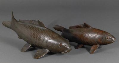 Pair of Bronze Carp